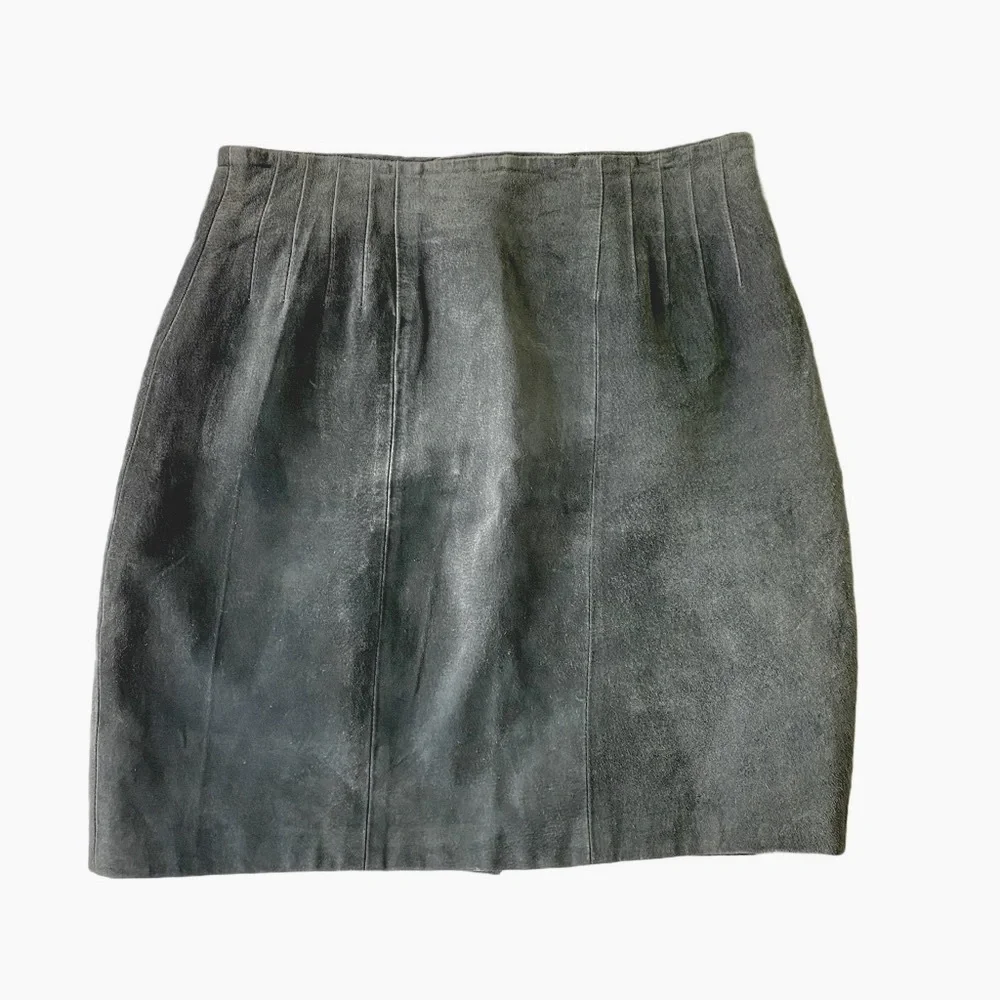 VTG Paul Harris Gray Suede Leather Skirt